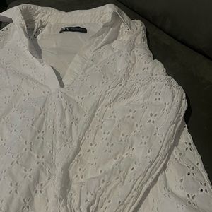 100% Cotton, Eyelet Style White Zara Dress